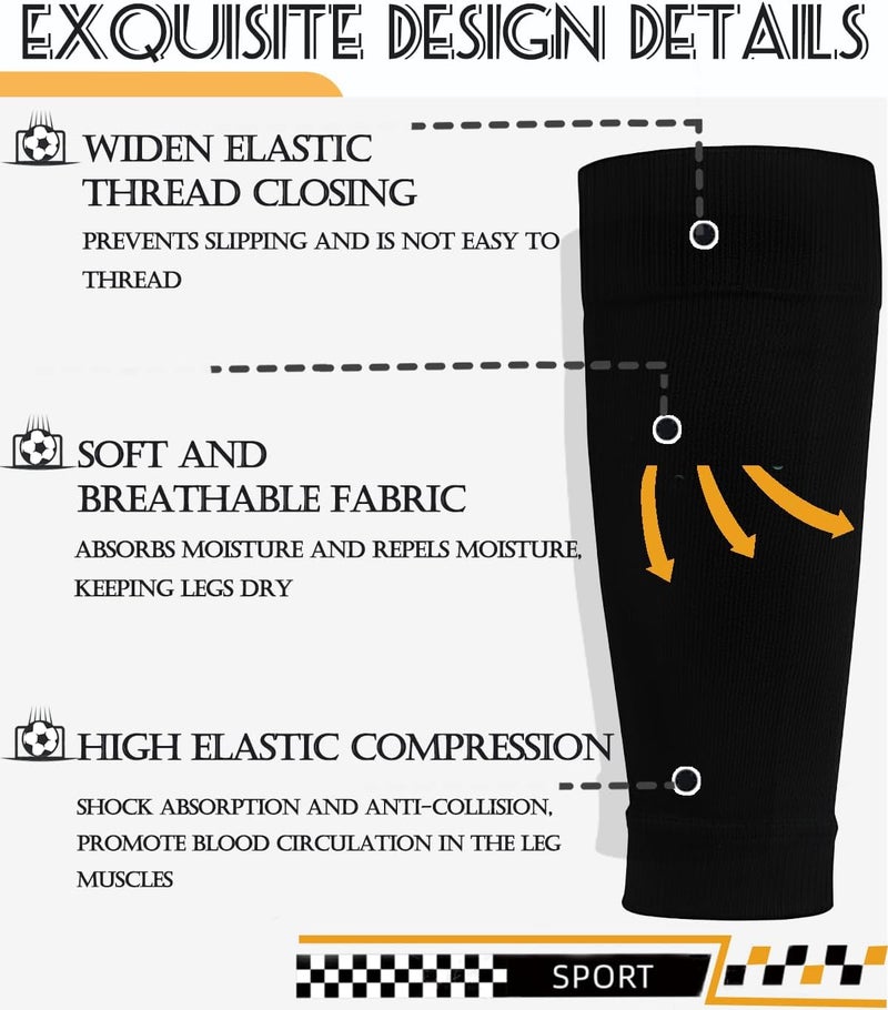KMOLY 1 Set Kids Grip Soccer Socks and Shin Guard Sleeves for Age 7-14 Youth Boys Children Football Basketball Training - Image 4